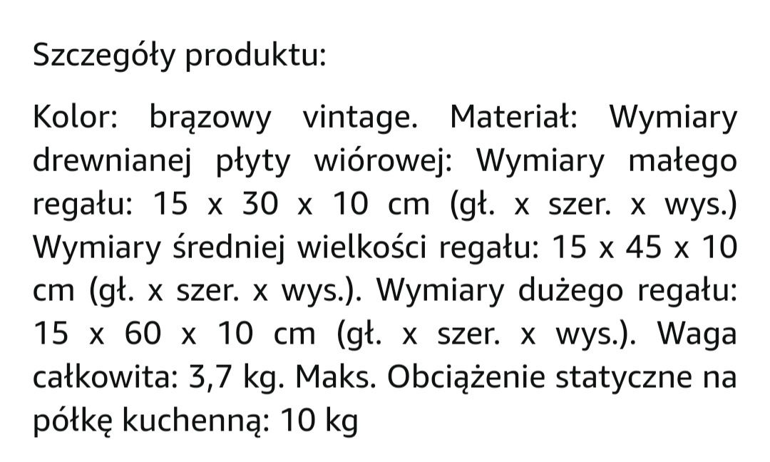 Półki vintage 3 szt nowe