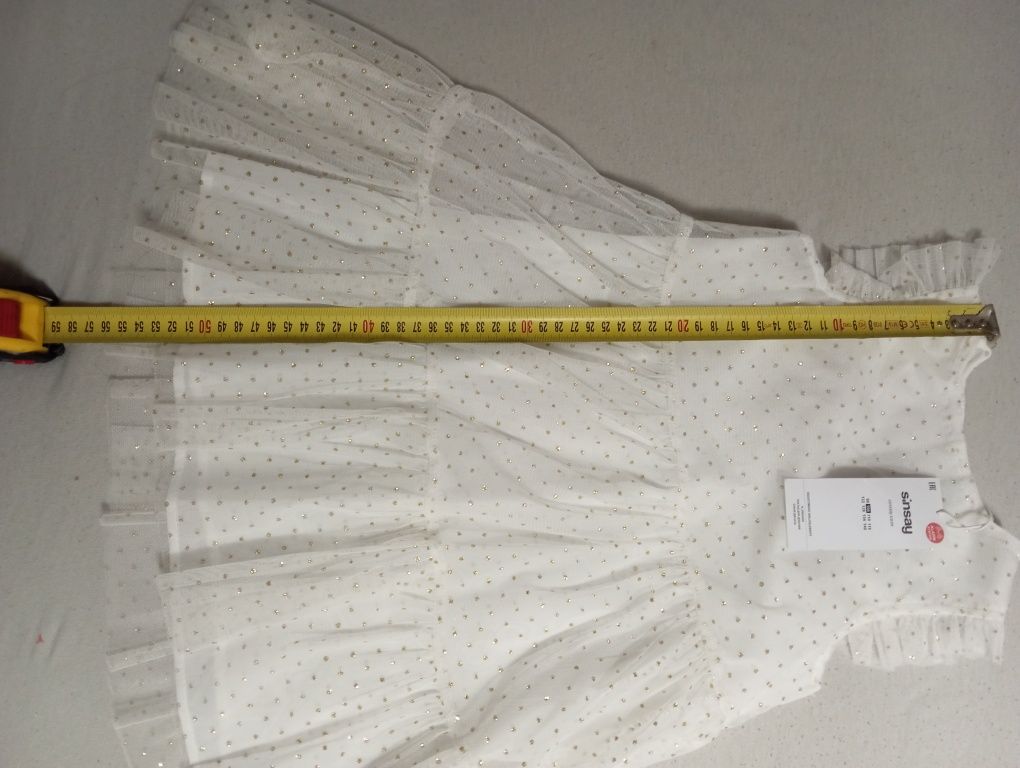 Nowa sukienka bialo-złota 104 98