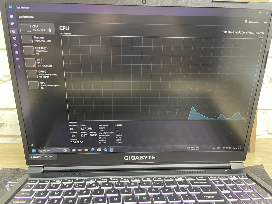 Ігровий ноутбук Gigabyte G6 i7-13620H RTX 4060 16/1TB