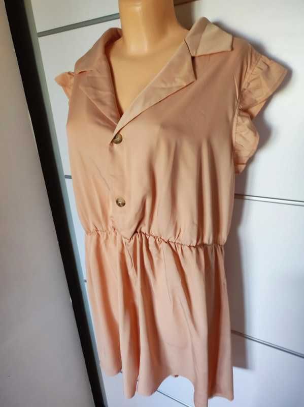 Shein Curve r 3XL kombinezon pudrowy róż plus size