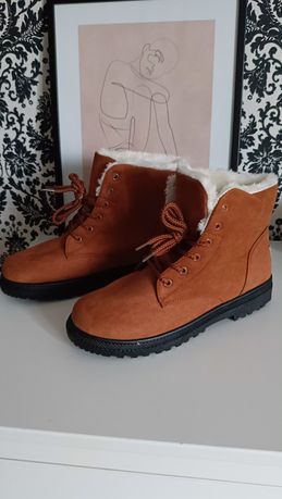 Brązowe buty zimowe ocieplane śniegowce 43