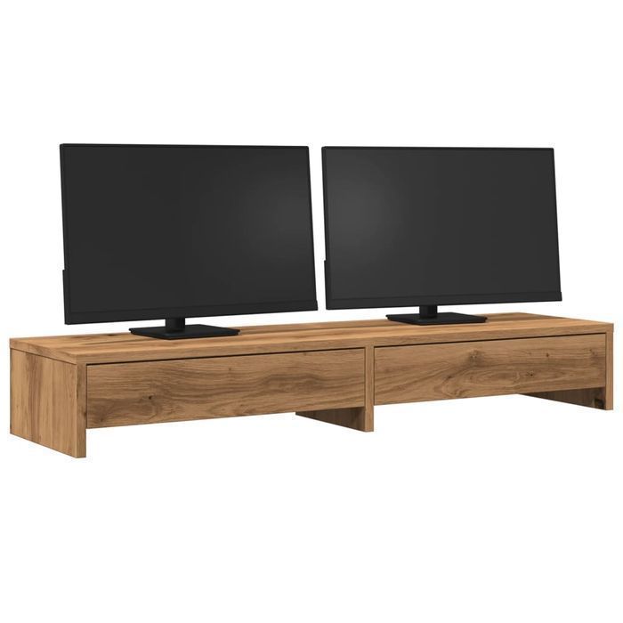 Vidaxl Podstawka Pod Monitor, Z Szufladami, Dąb Artisian, 100X27X15 Cm