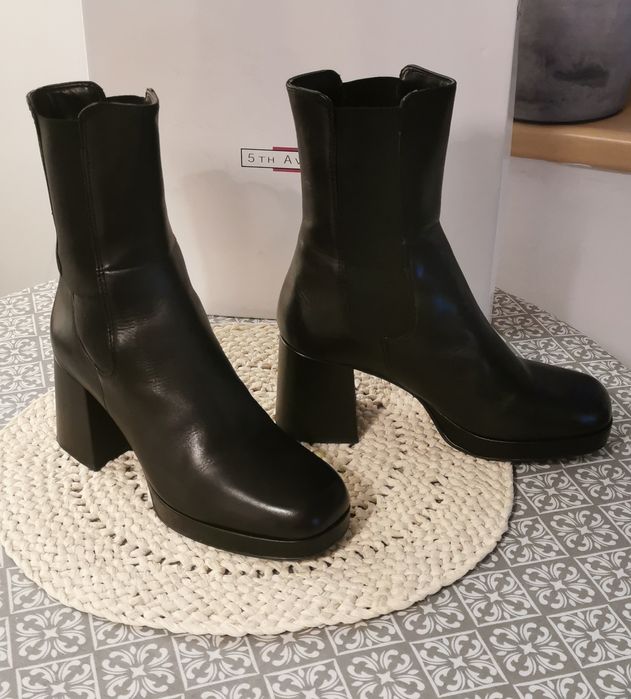 Botki skórzane czarne