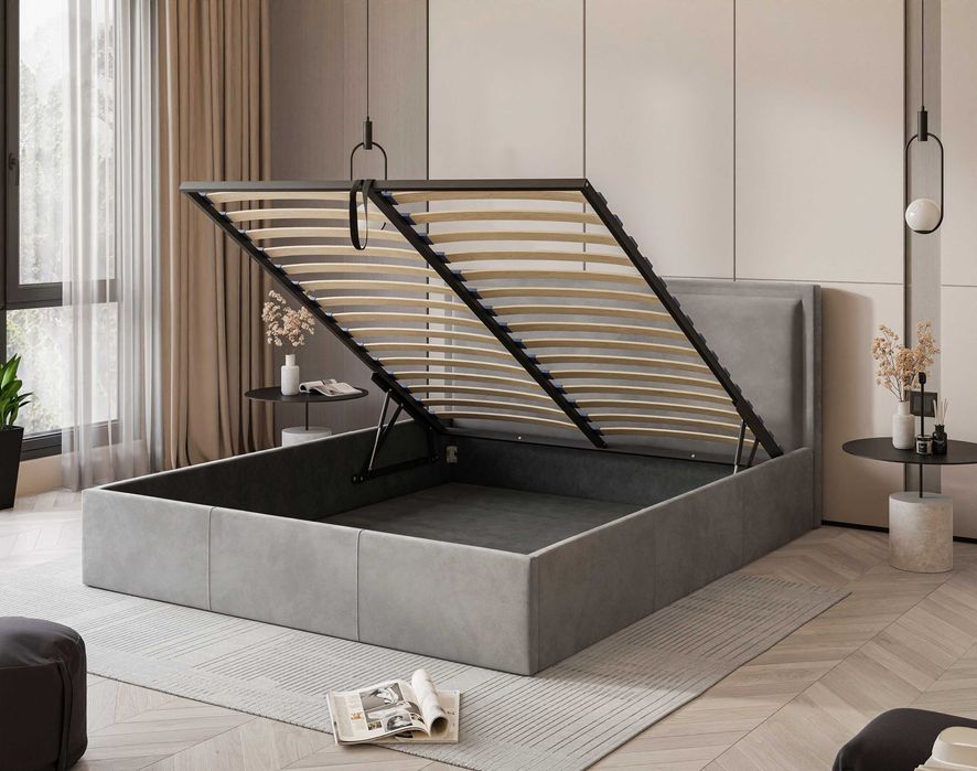 Wysyłka w 24h / Łóżko tapicerowane z podnoszonym stelażem Stella