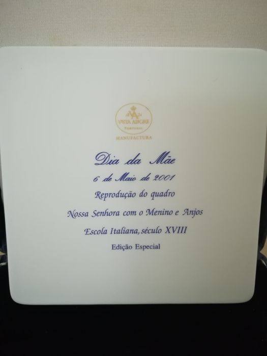 Placa em porcelana Vista Alegre dia da mãe 2001