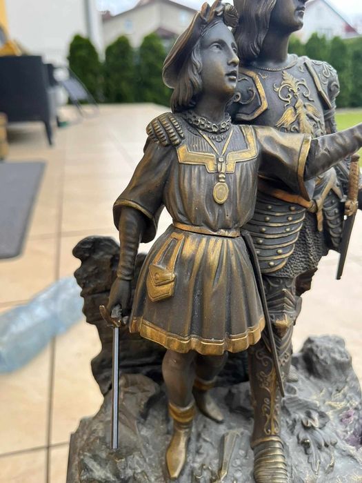 Zegar kominkowy brąz antyk XIXw Francja sygnowany 52cm prezent