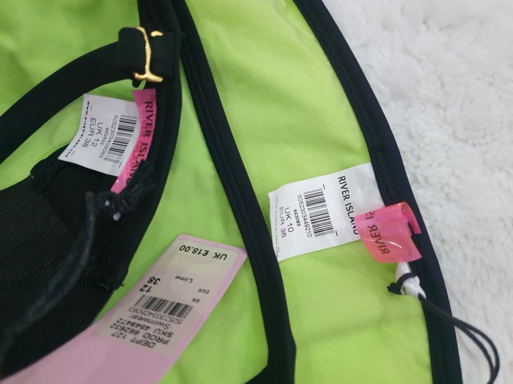 River Island bikini S M 36 38 limonka neon nowy kostium kąpielowy