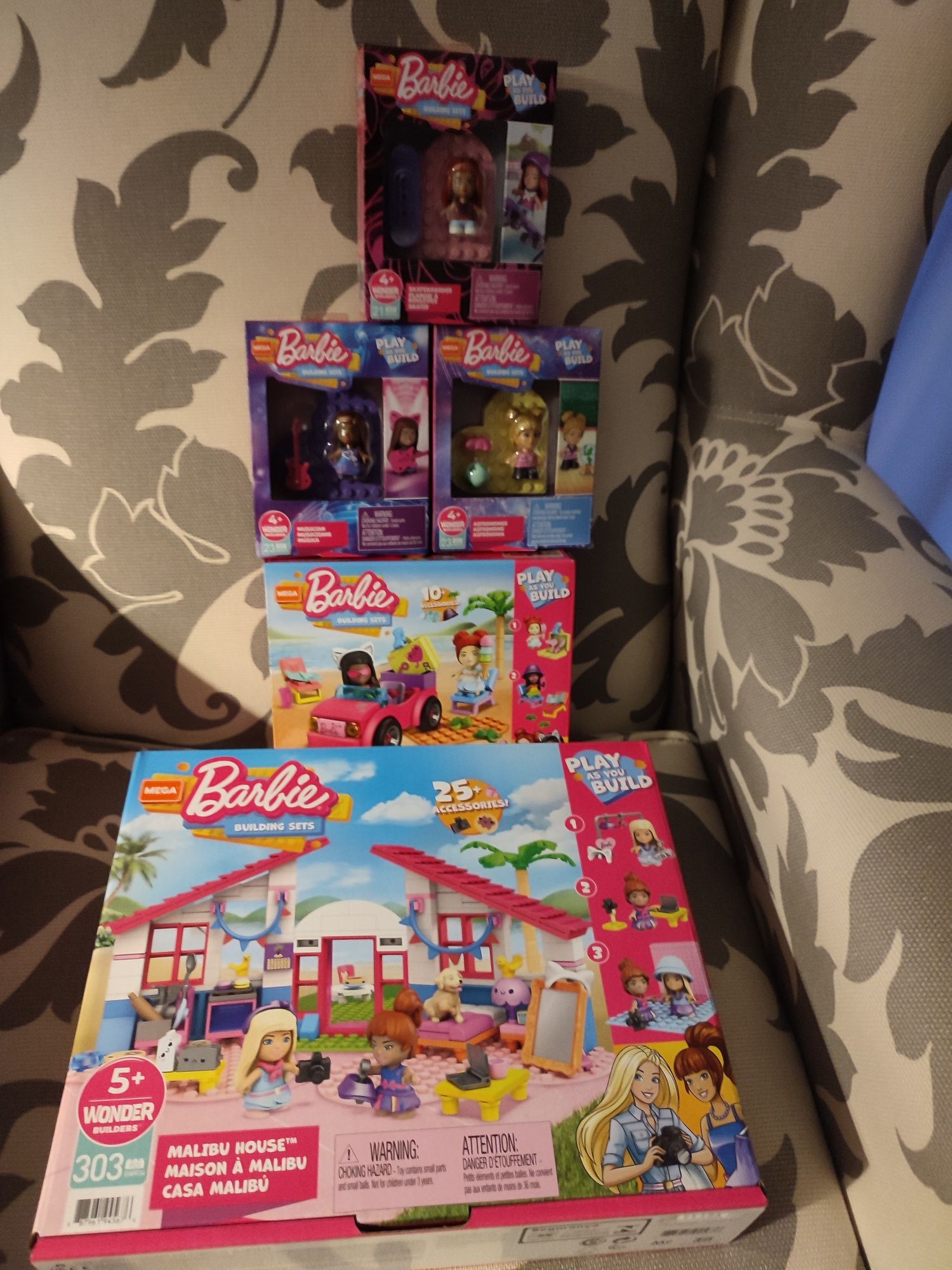 Barbie Malibu Mega construx pakiet 5 zestawów okazja na prezent