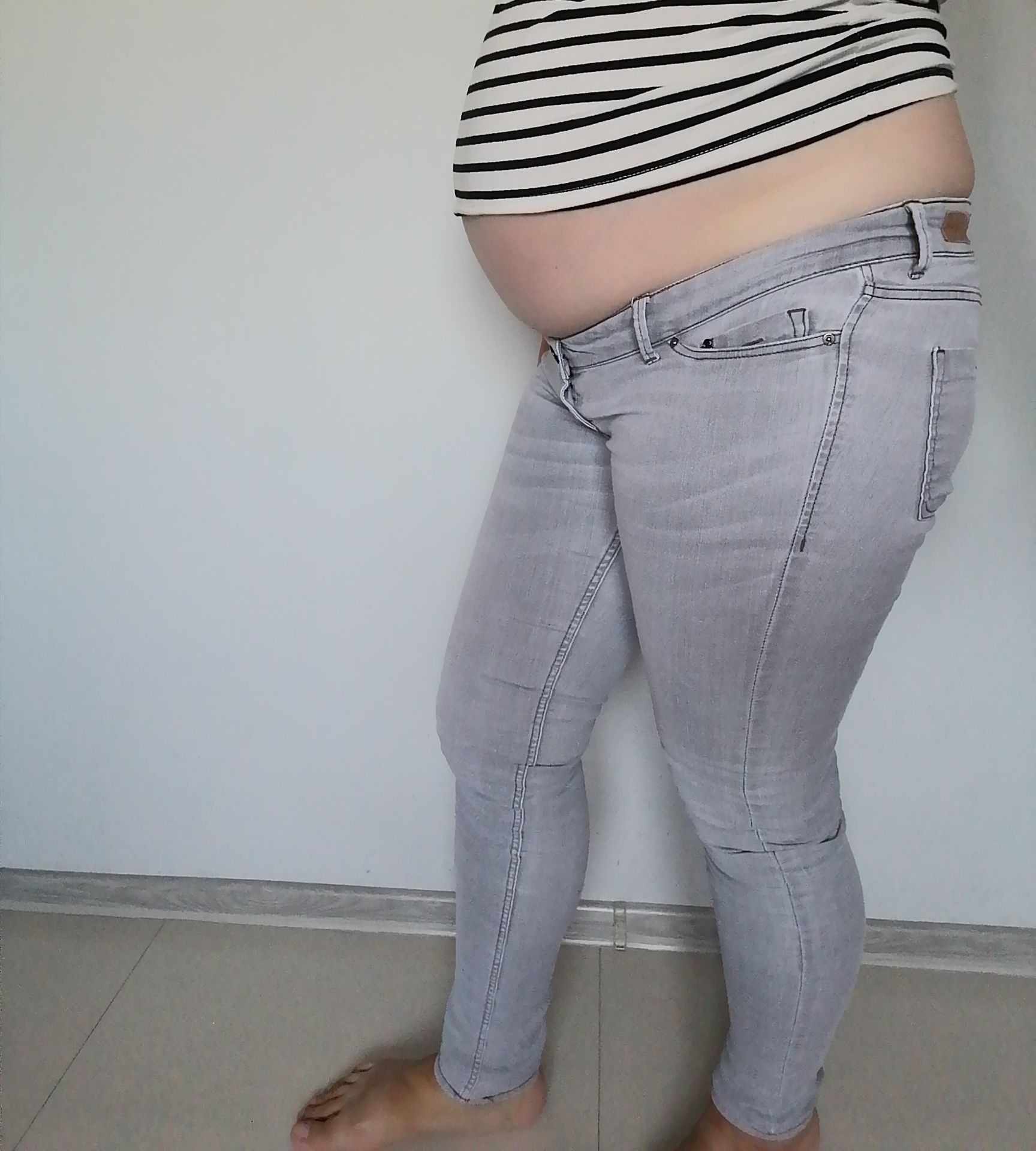 Spodnie jeansy ciążowe H&M 38 bez pasa, pod brzuch