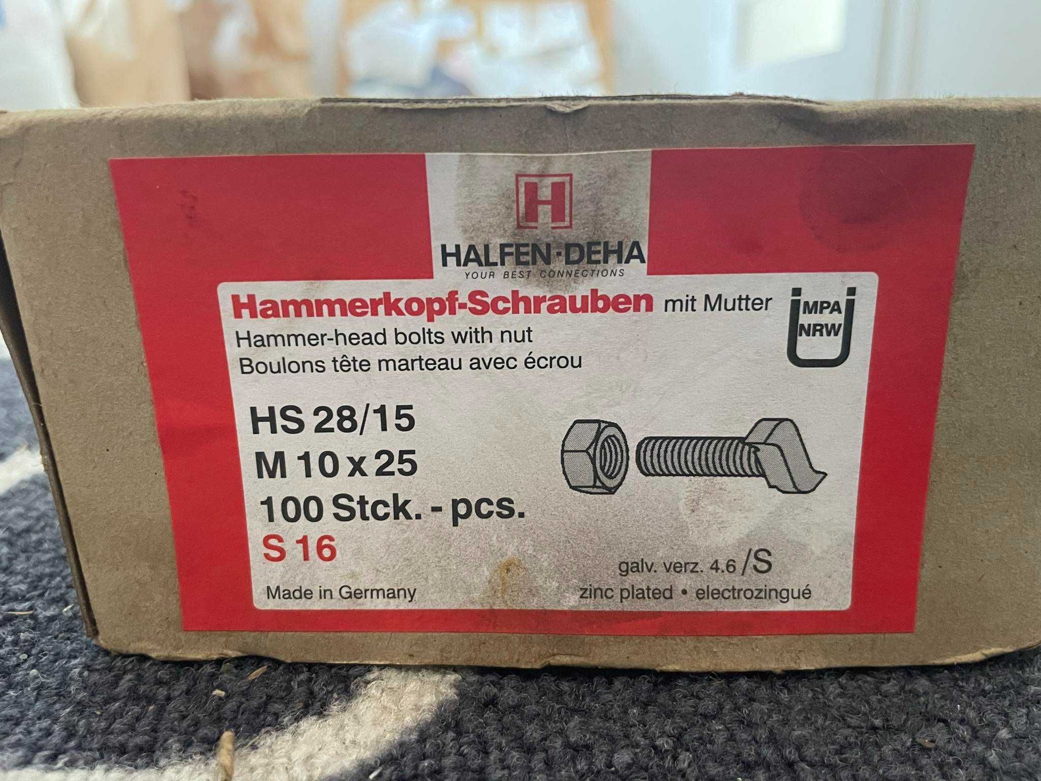 Śruby młotkowe młoteczkowe do szyn HALFEN M12x20 40/22 4.6