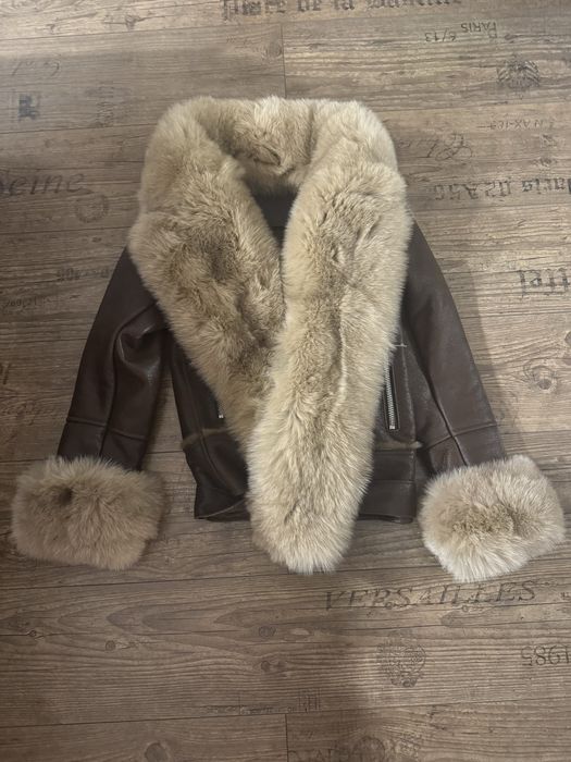 PREMIUM OKAZJA ! Nowy luksusowy kożuch ramoneska (shearling) M