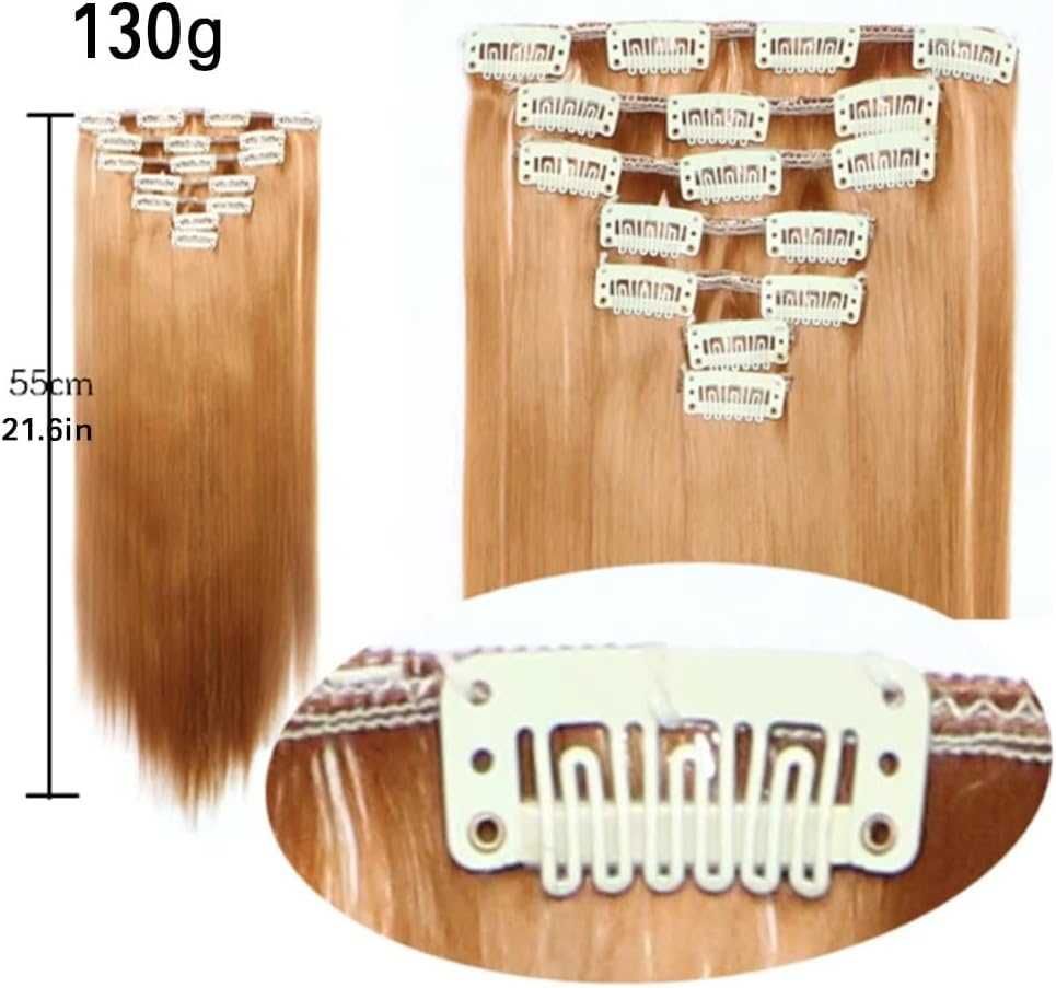 iLUU Przedłużanie włosów z 16 klipsami #119, miedziane, czerwone