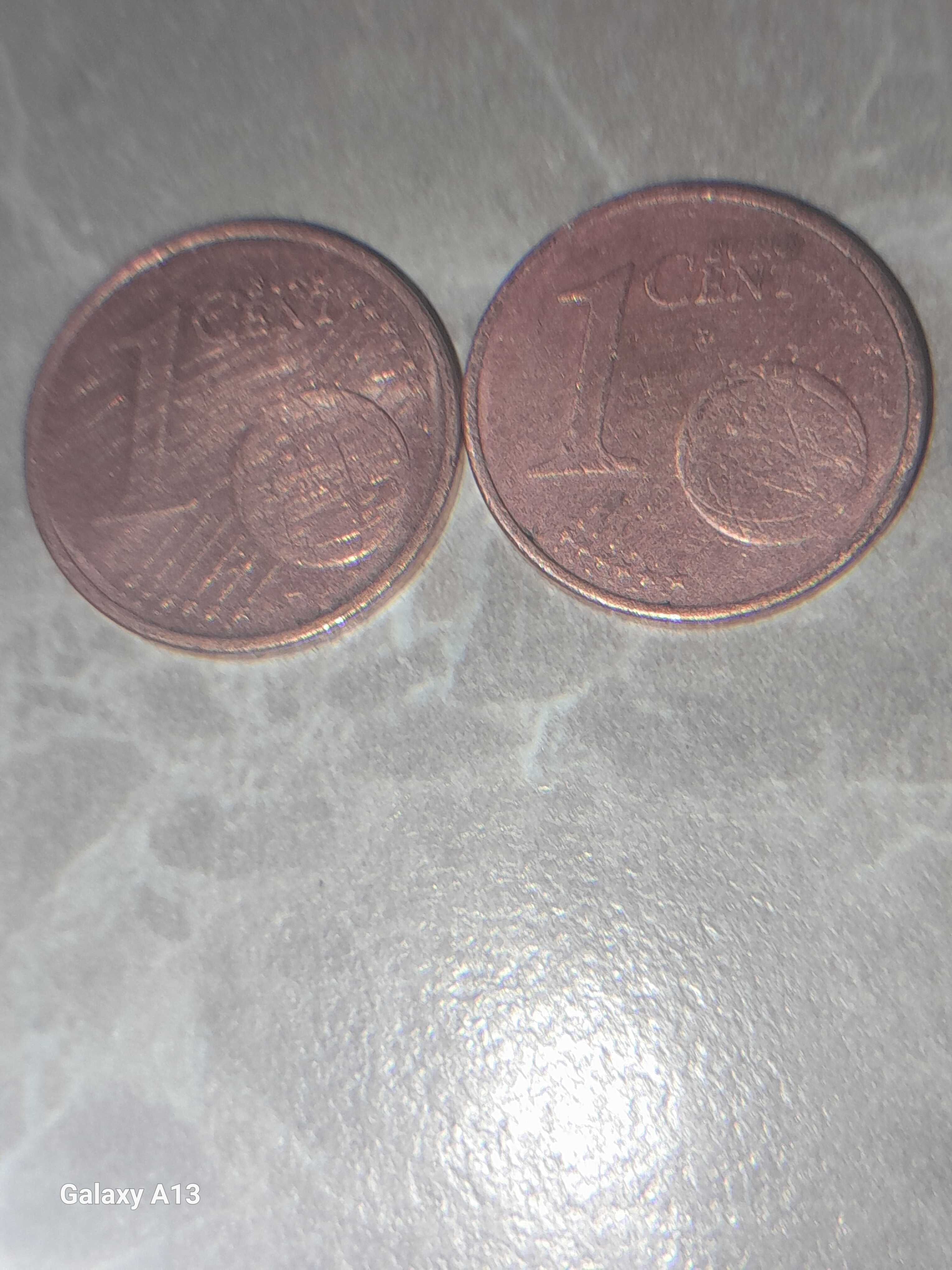 Moeda de 1 cêntimo alemã ano 2002 letra G 2 unidades