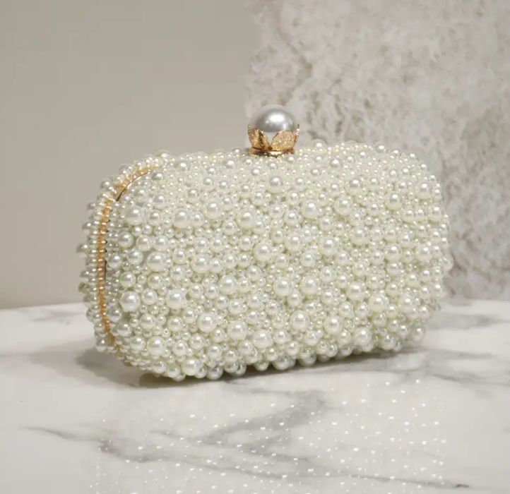 Zjawiskowa torebka wieczorowa perły perełki ślub wesele lolita vintage