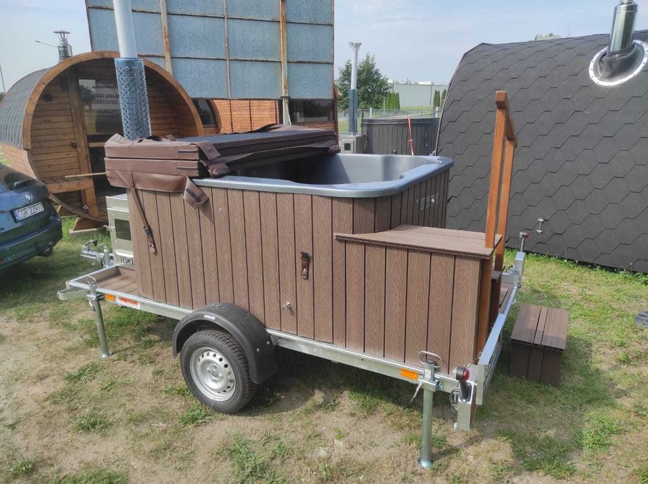 Mobilne spa bania balia jacuzzi brąz hot tub opalane drewnem prostokąt