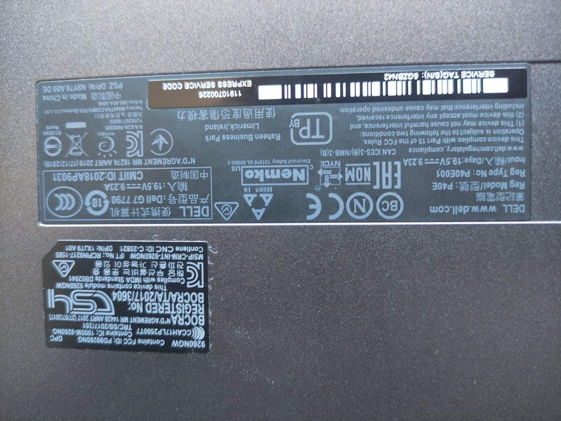 Laptop Dell G7 17" 17cali Rtx 2060 16GB Ram z możliwością dołożenia