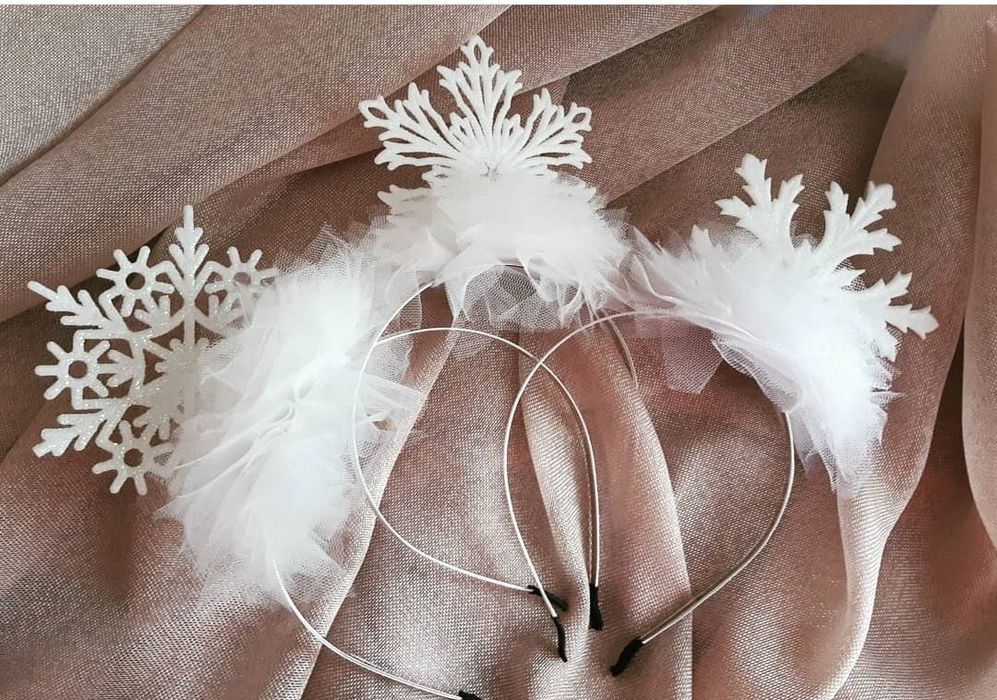 Обруч сніжинка ободок снежинка корона новорічна прикраса