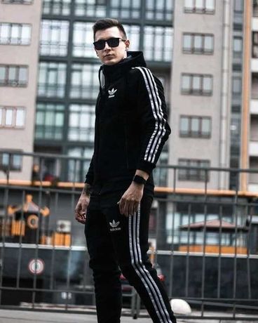 Зимовий чоловічий спортивний костюм Adidas чорний