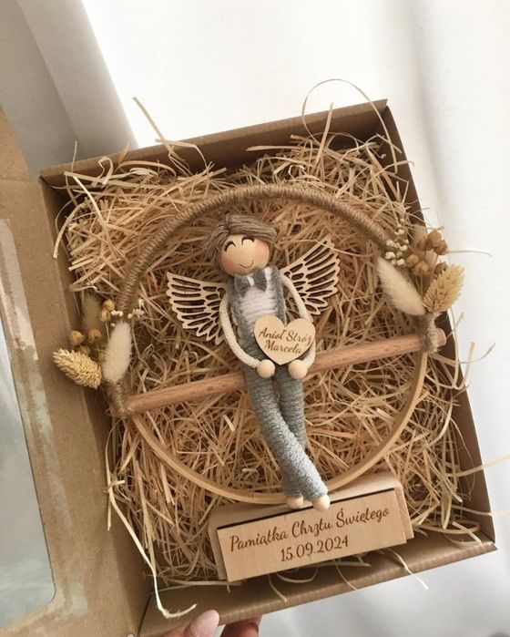 Pamiątka na Chrzest Święty Prezent na Chrzest Święty Anioł Stróż Chrzc