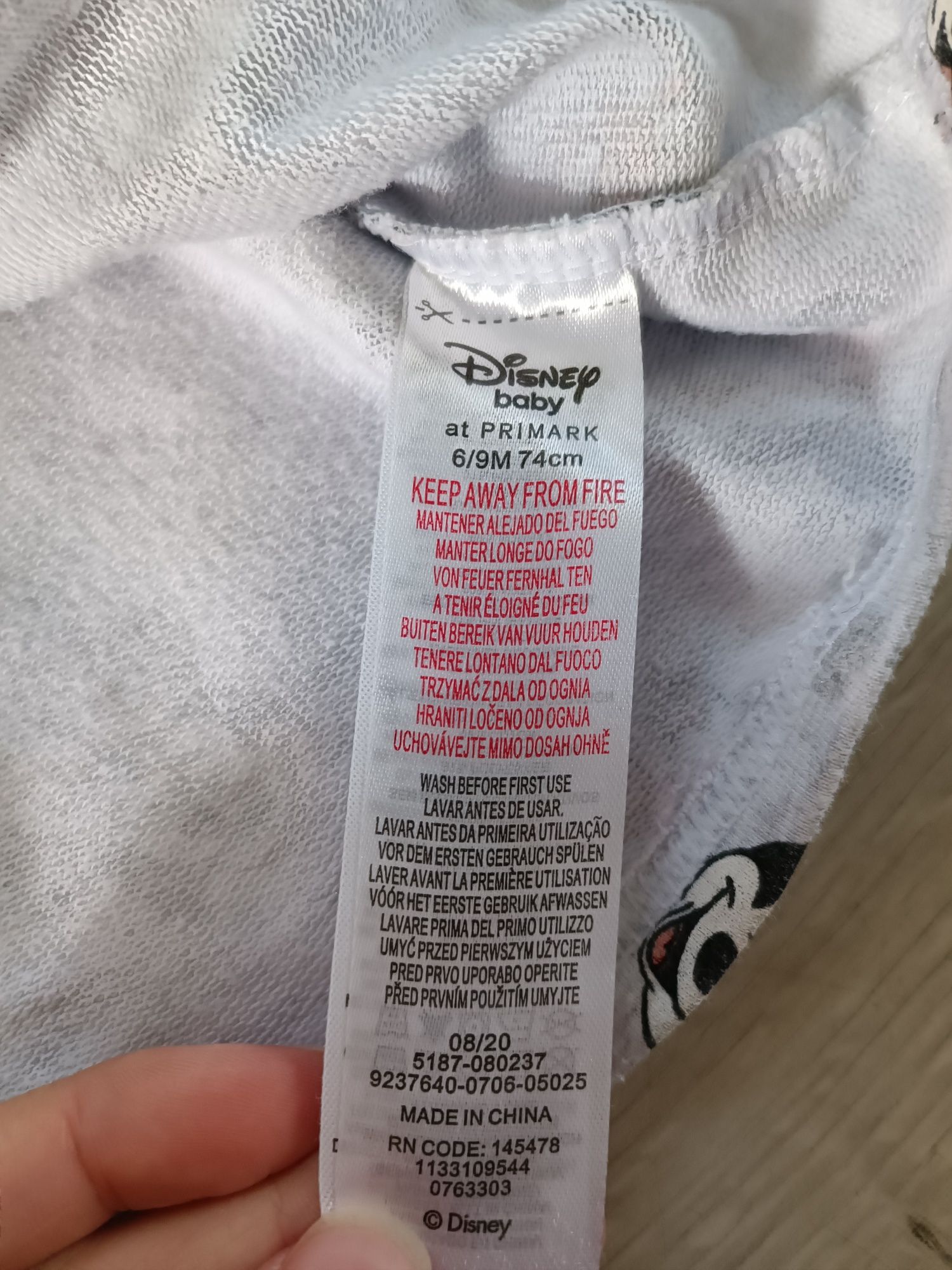 Szara dresowa sukienka dla dziewczynki r.6/9 miesięcy Disney