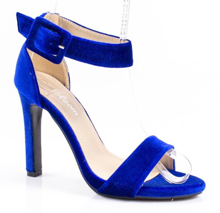 Nowe Ekskluzywne Chabrowe Sandały Szpilka Aksamit R39