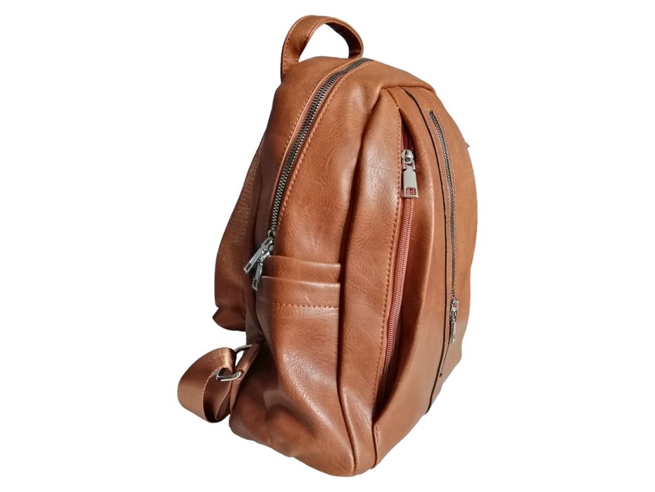 Plecak damski - miejski brązowy średni modny plecak na ramię