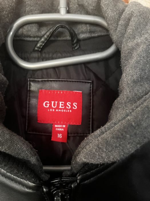 164 guess bomberka skora eko kaptur bawelna czarna szara