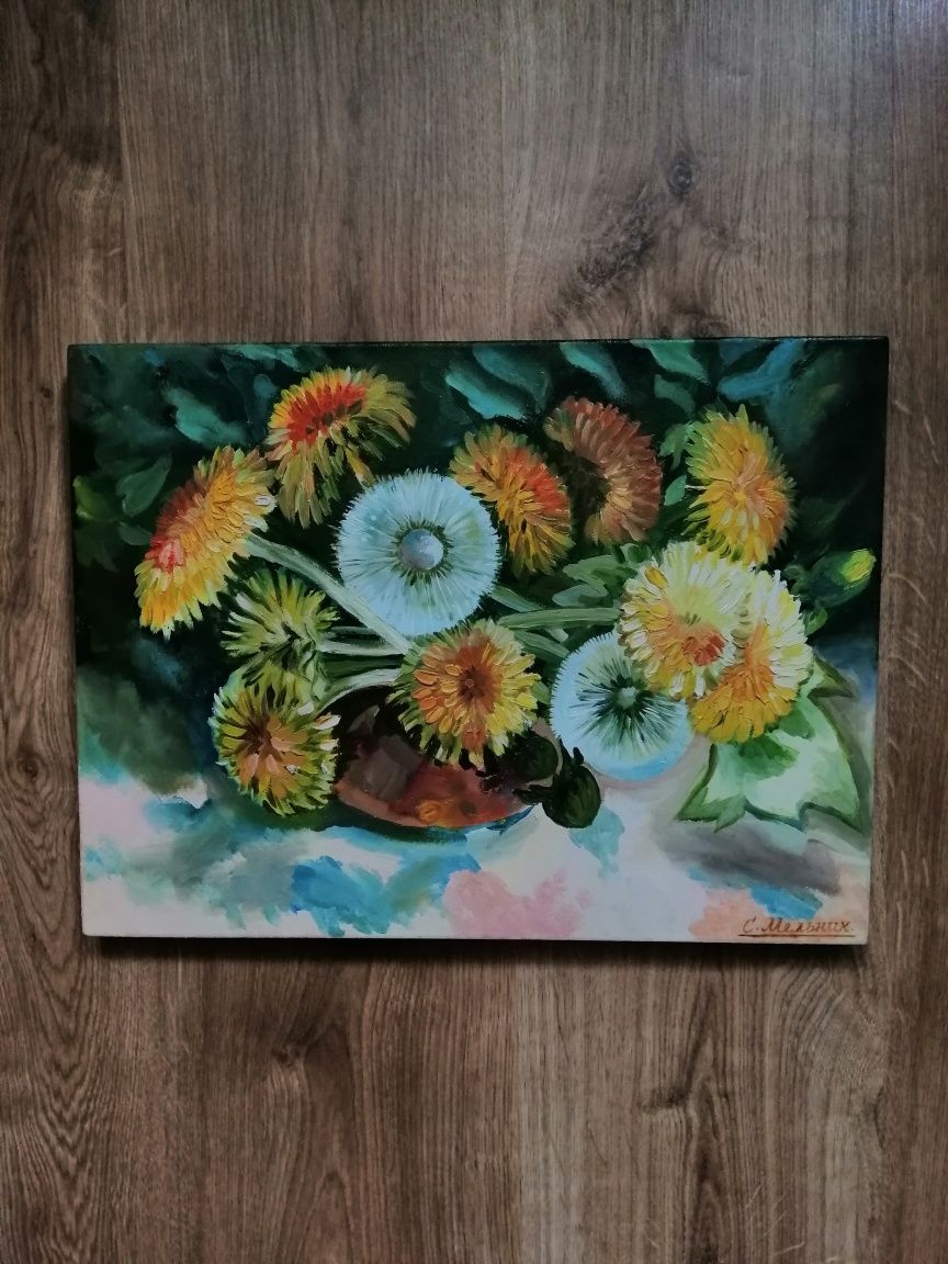 Картина маслом "Весняні квіти"
