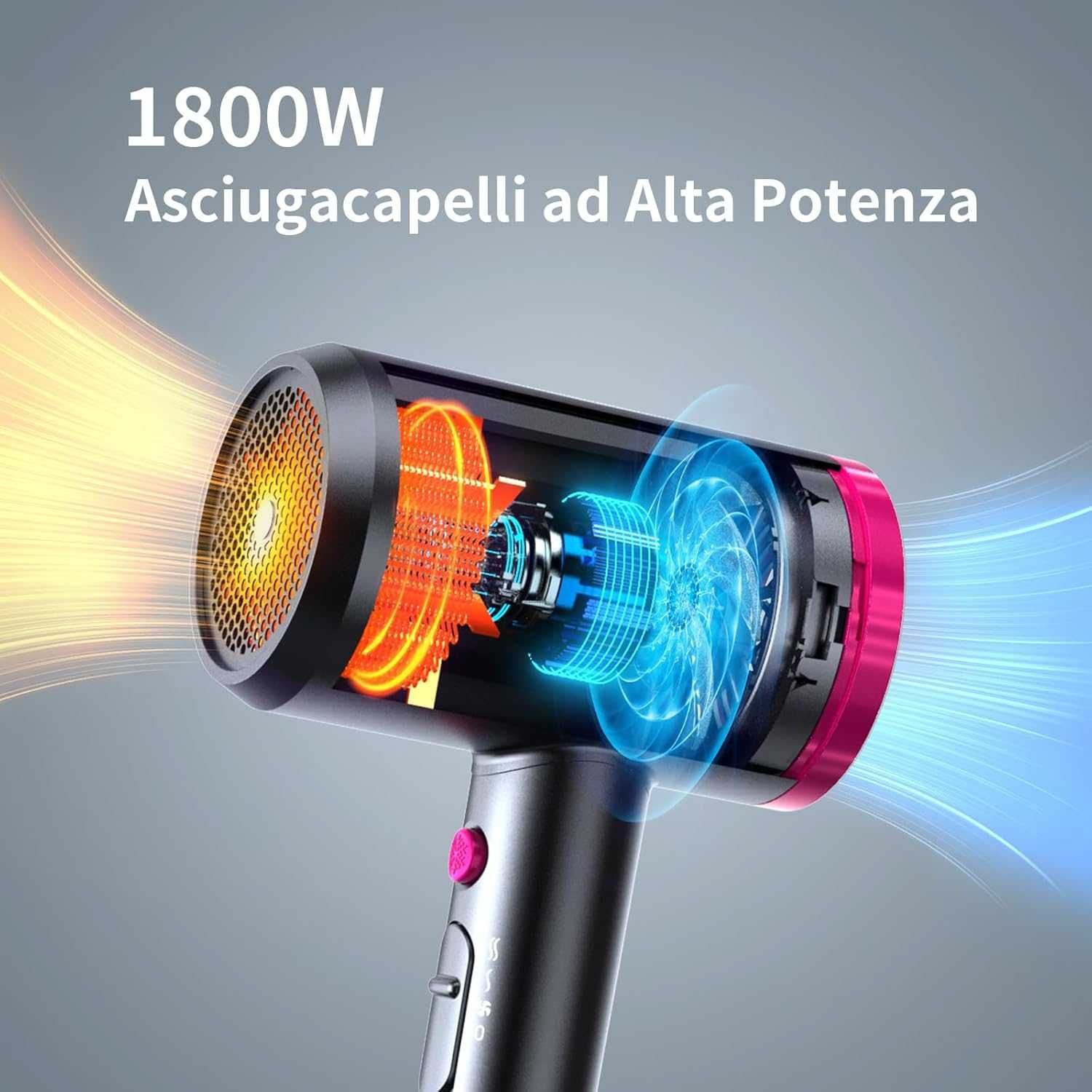 Sawop Suszarka do włosów z dyfuzorem 1800 W z przyciskiem Hot/Zimno