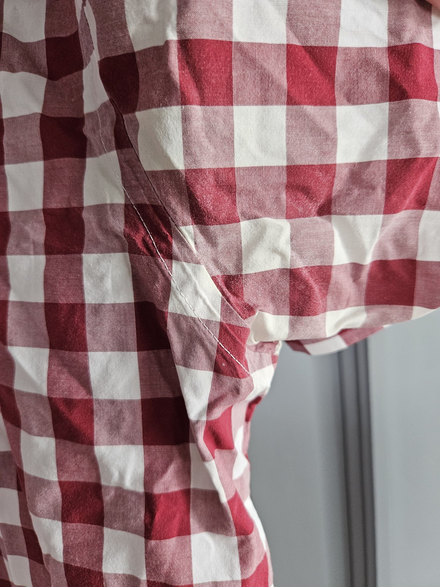 Koszula z krótkim rękawem  Ben Sherman xxl bordowa w kratę lato