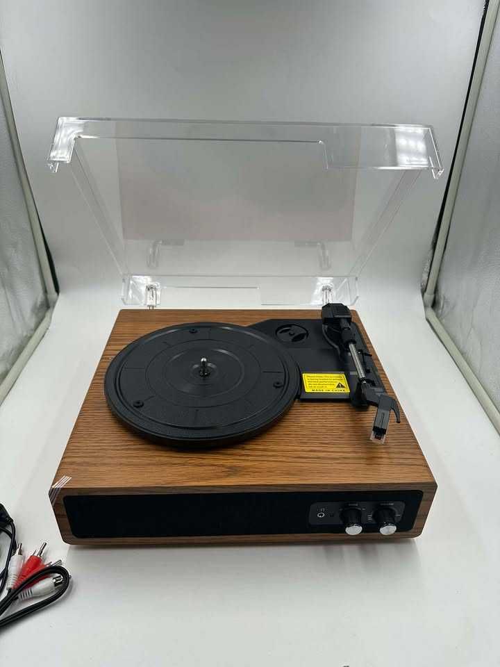 Gramofon w stylu vintage z Bluetooth, 3 prędkości Głośniki wbudowane