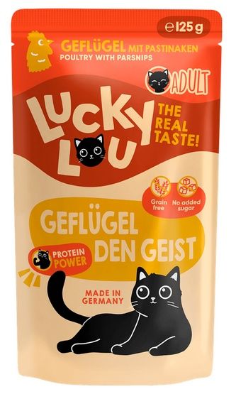 Zdrowa karma dla kotów bez zbóż, cukru i GMO - Lucky Lou DRÓB 125g
