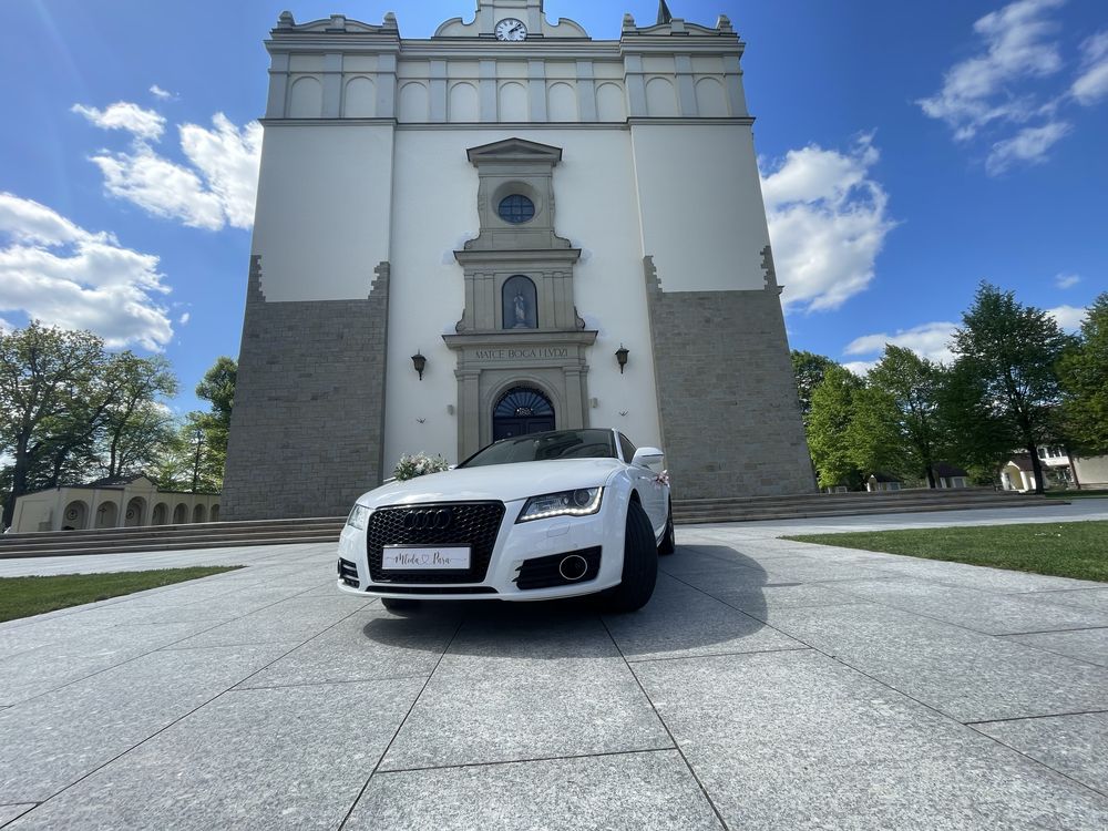 Samochód do Ślubu białe Audi A7 SUPER PROMOCJA  CENA Z DEKORACJĄ