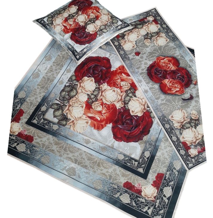 Obrus gobelinowy czarny w róże 100x100 cm 660BG Maroon