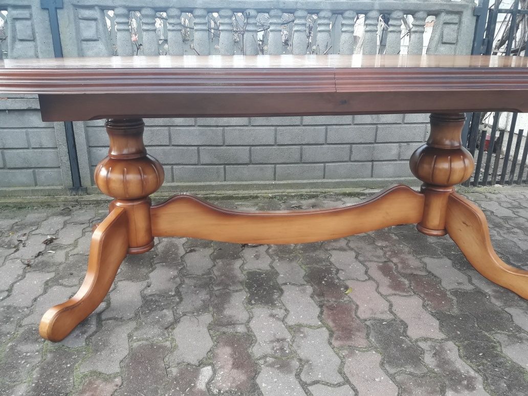Stół dębowy stylowy i 6 krzeseł  patynowany