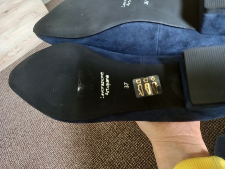 Zamszowe nowe baleriny czółenka niski obcas 37 Paolo Parma