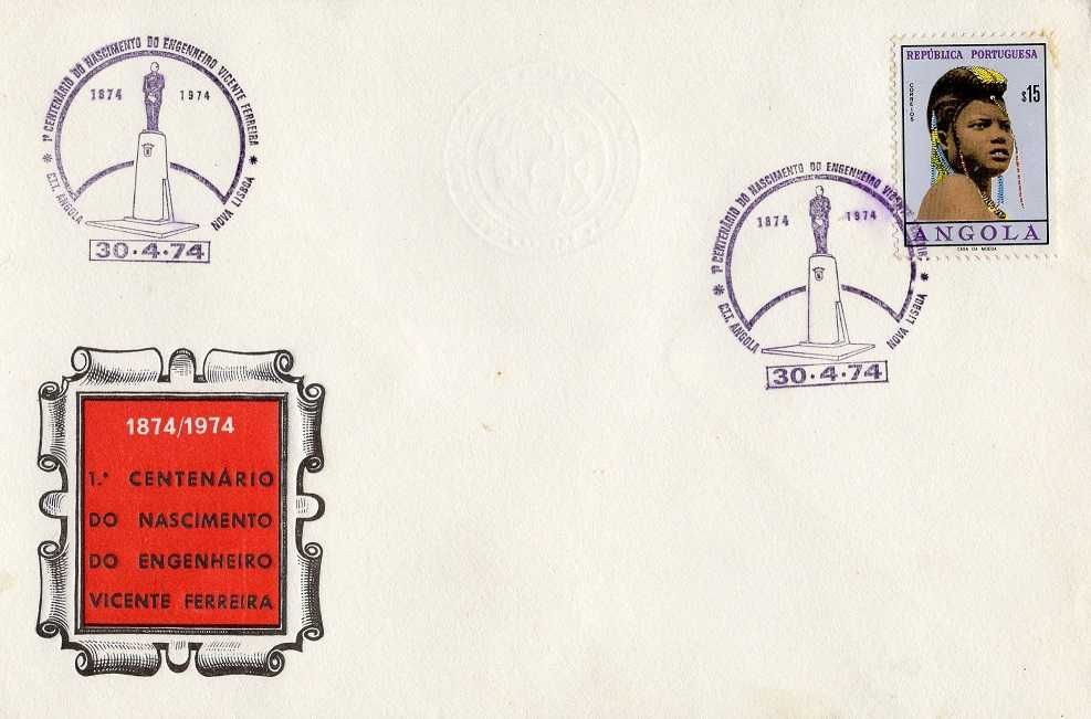 Angola - 1974abr30 = 1ºCentenário Nascimento Engro Vicente Ferreira