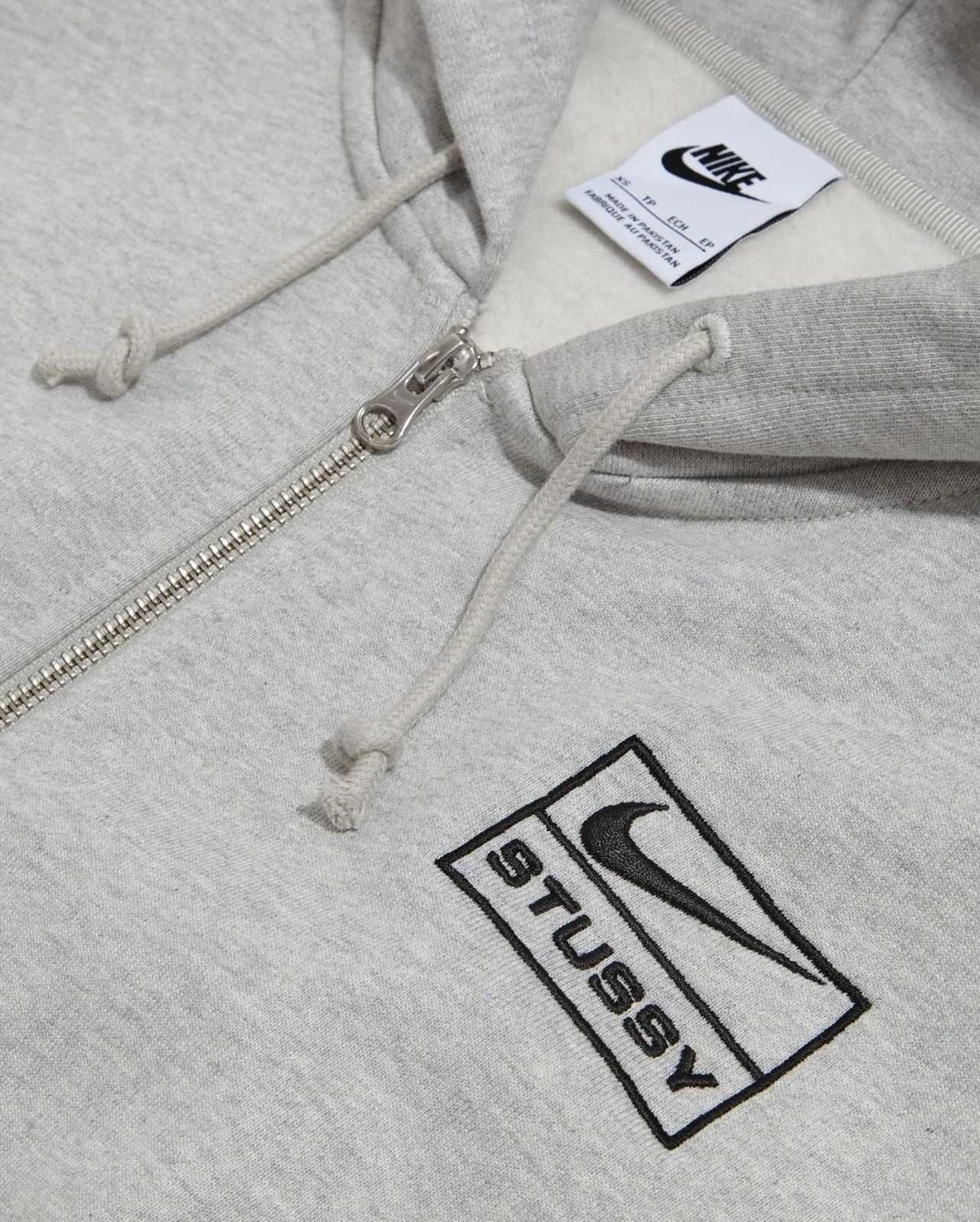 Нова чоловіча худі stussy & nike fleece zip hoodie grey оригінал