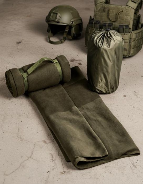 Тактичний флісовий плед, тепла похідна ковдра з чохлом