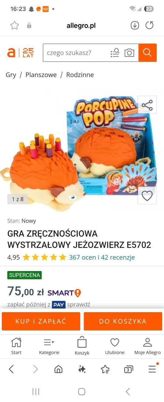 Zabawka zręcznościowa dla dzieci jeżyk