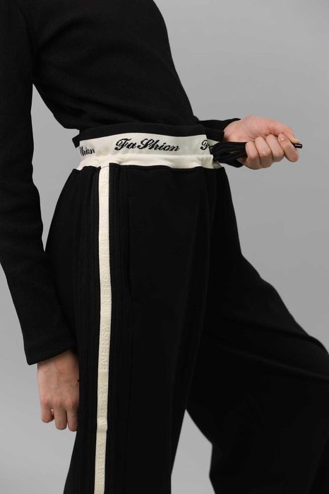 Широкі штани палаццо для підлітків для дівчаток з лампасами на флісі