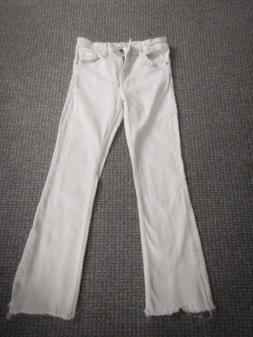 Spodnie spodenki legginsy jeans białe dziewczęce MANGO denim 32 XS