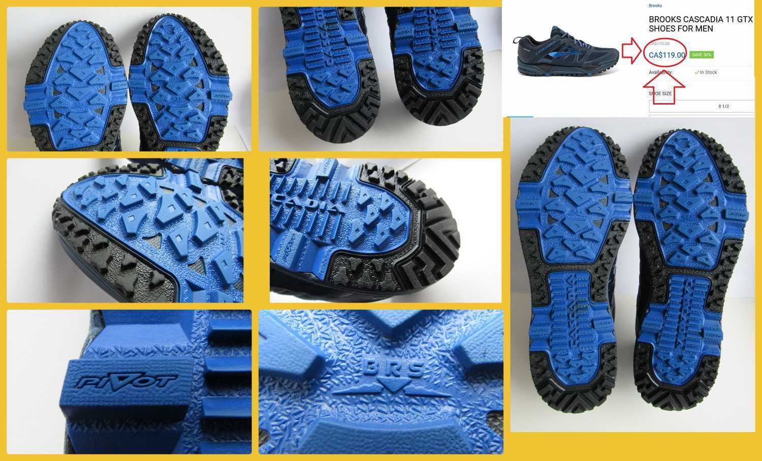 Трекинговые мембранные кроссовки Brooks Cascadia 11 M GTX р. 46 (30см)