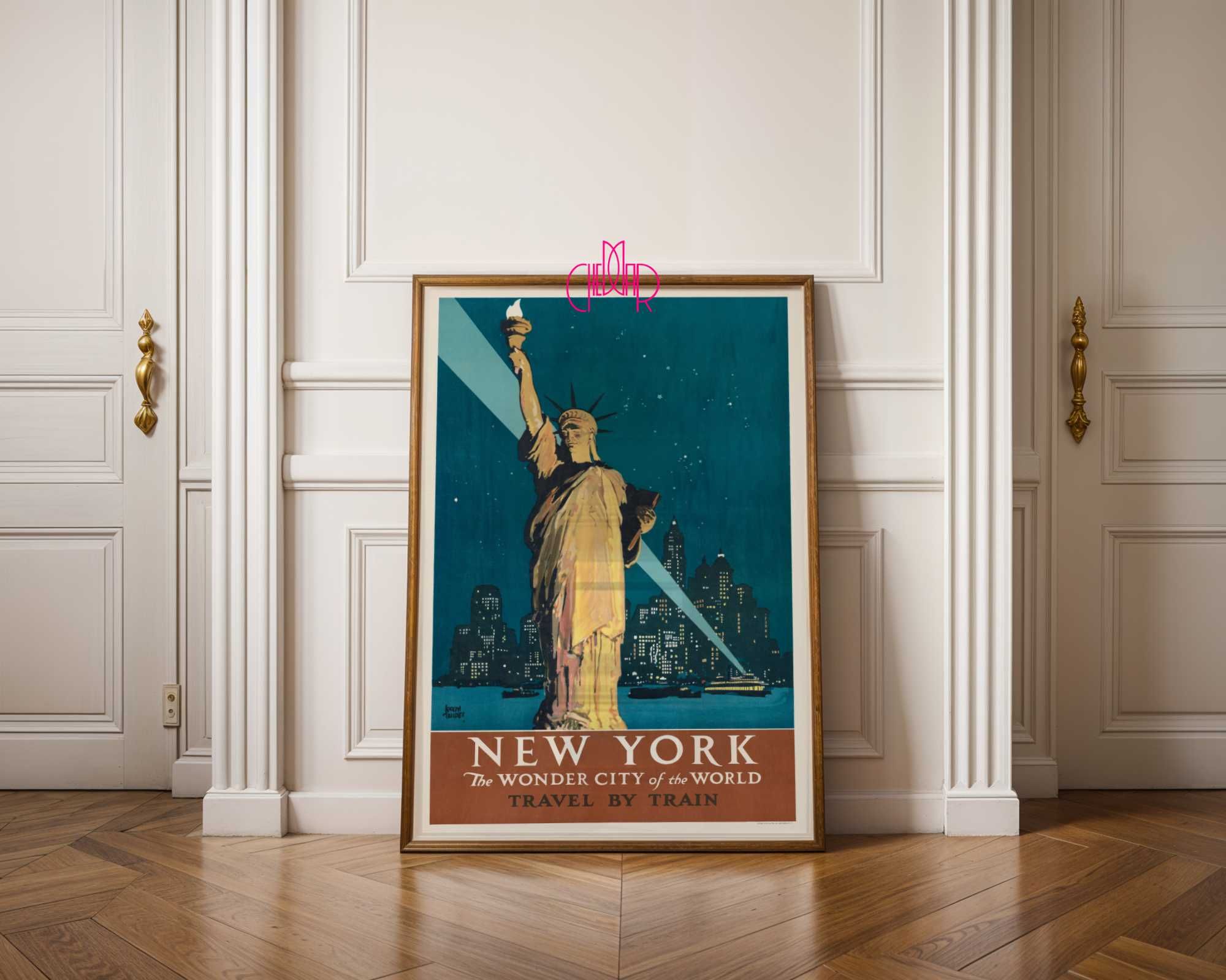 Plakat Retro Nowy York wspaniałe miasto Świata, USA, vintage 50x70