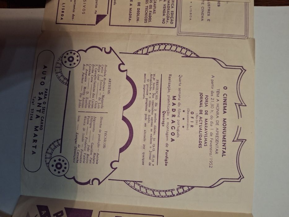 1952 programa filme madragoa  fado deolinda Rodrigues