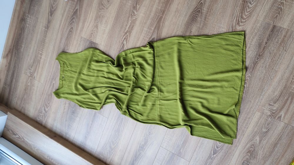 Sukienka maxi długa wiskoza letnia pistacjowa zielona