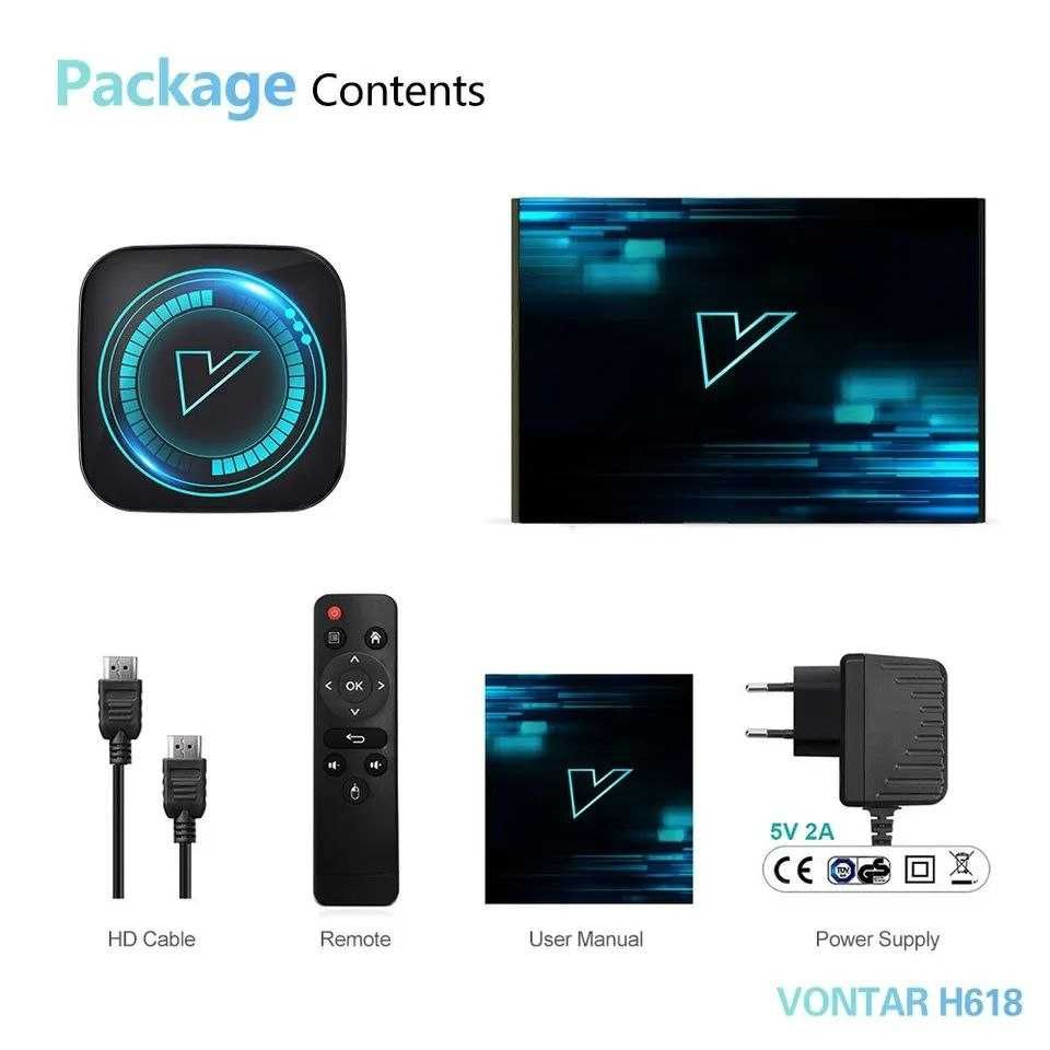 Оригинал! 4gb/64gb ТВ-приставка VONTAR H618 8K Android 12