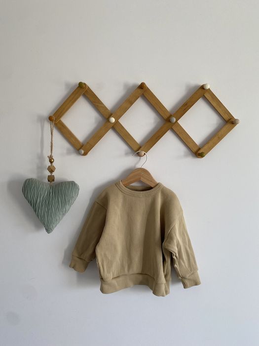 Bluza millk 74 beżowa prążkowana luźna jak newbie