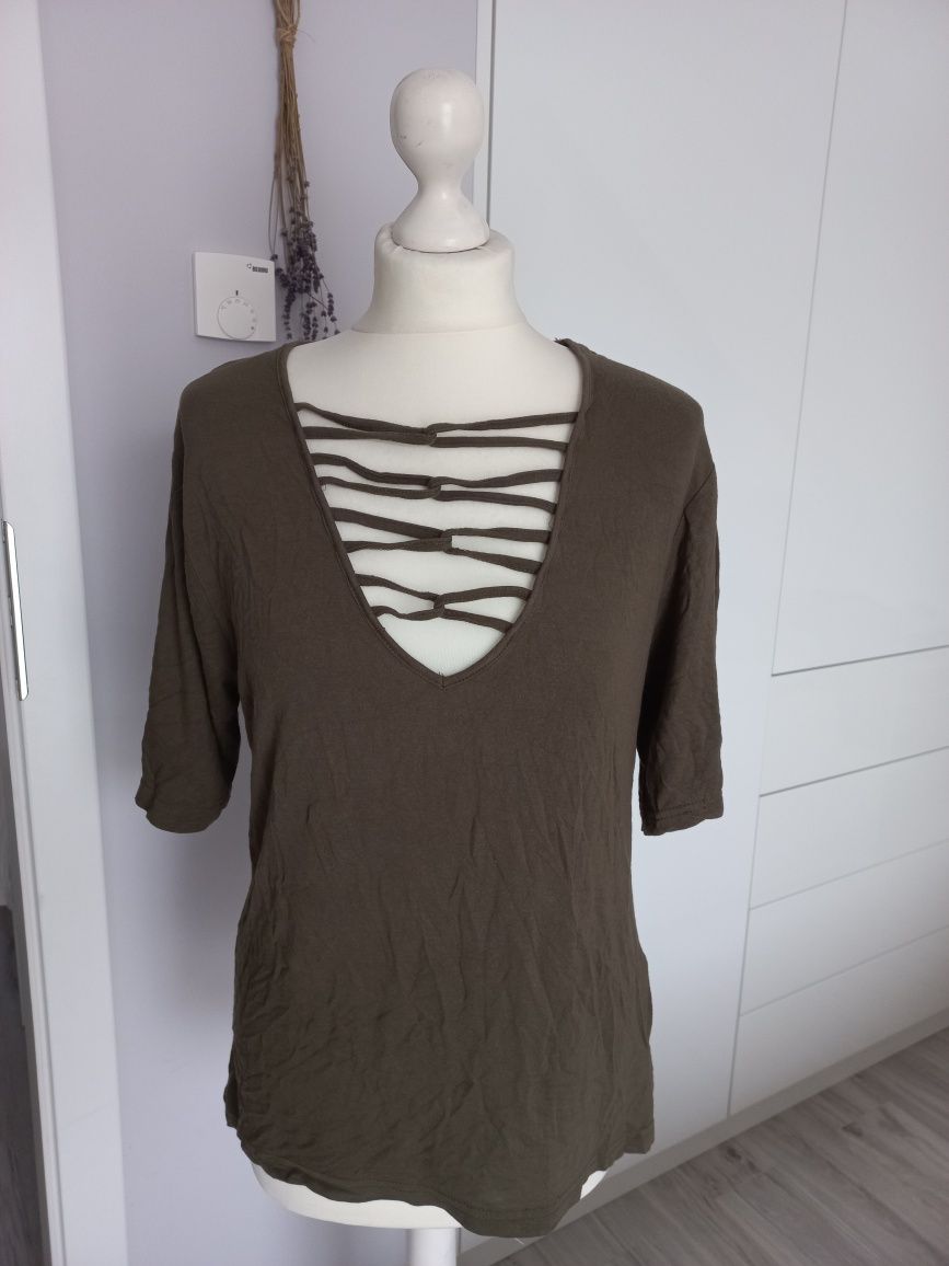 Buzka damska khaki 42 XL Gate Woman 100% wiskoza głęboki pleciony deko