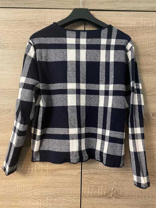 Sweter ciepły krótki crop top w kratę kratkę M oversize